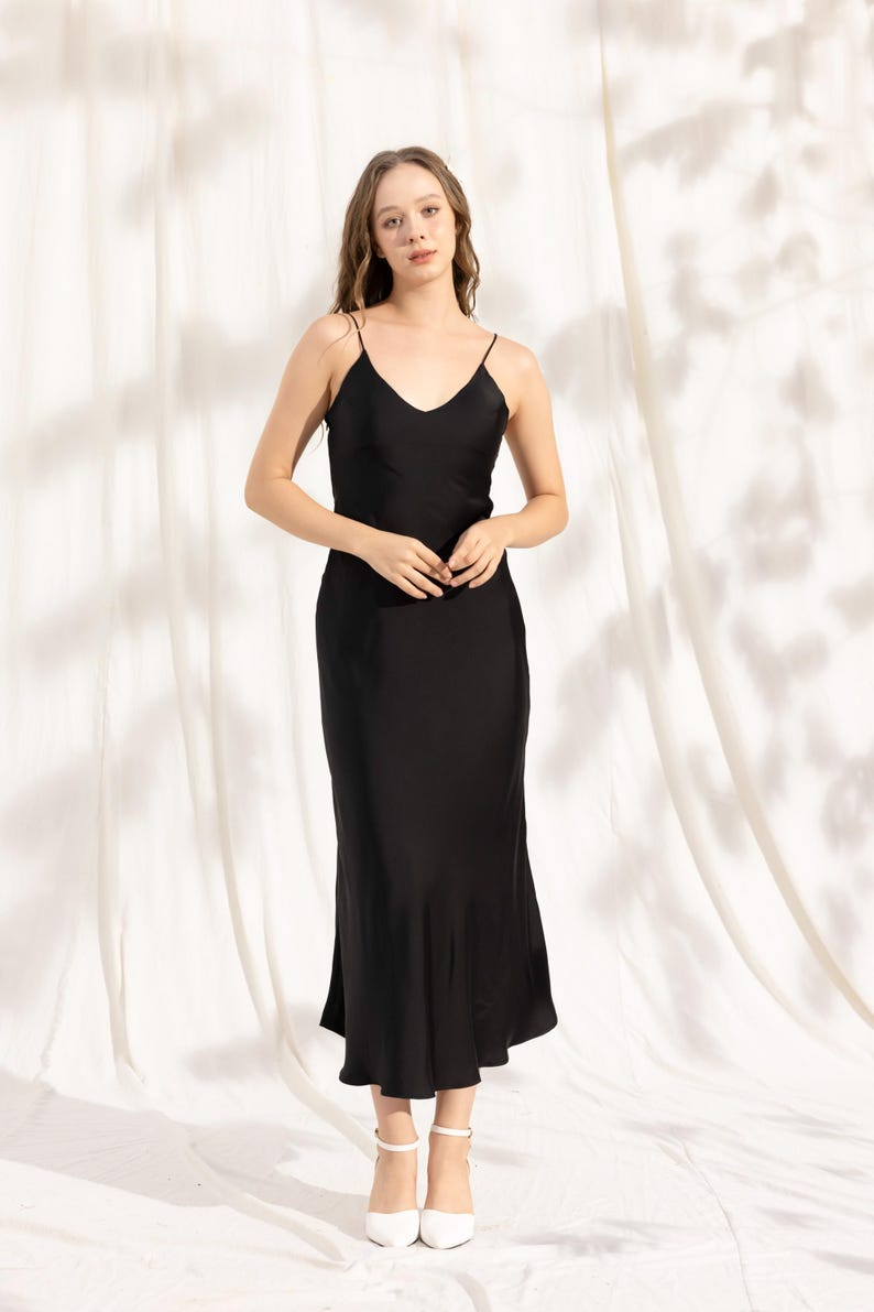 YasmDressArt Open Back Midi Silk Slip Dress