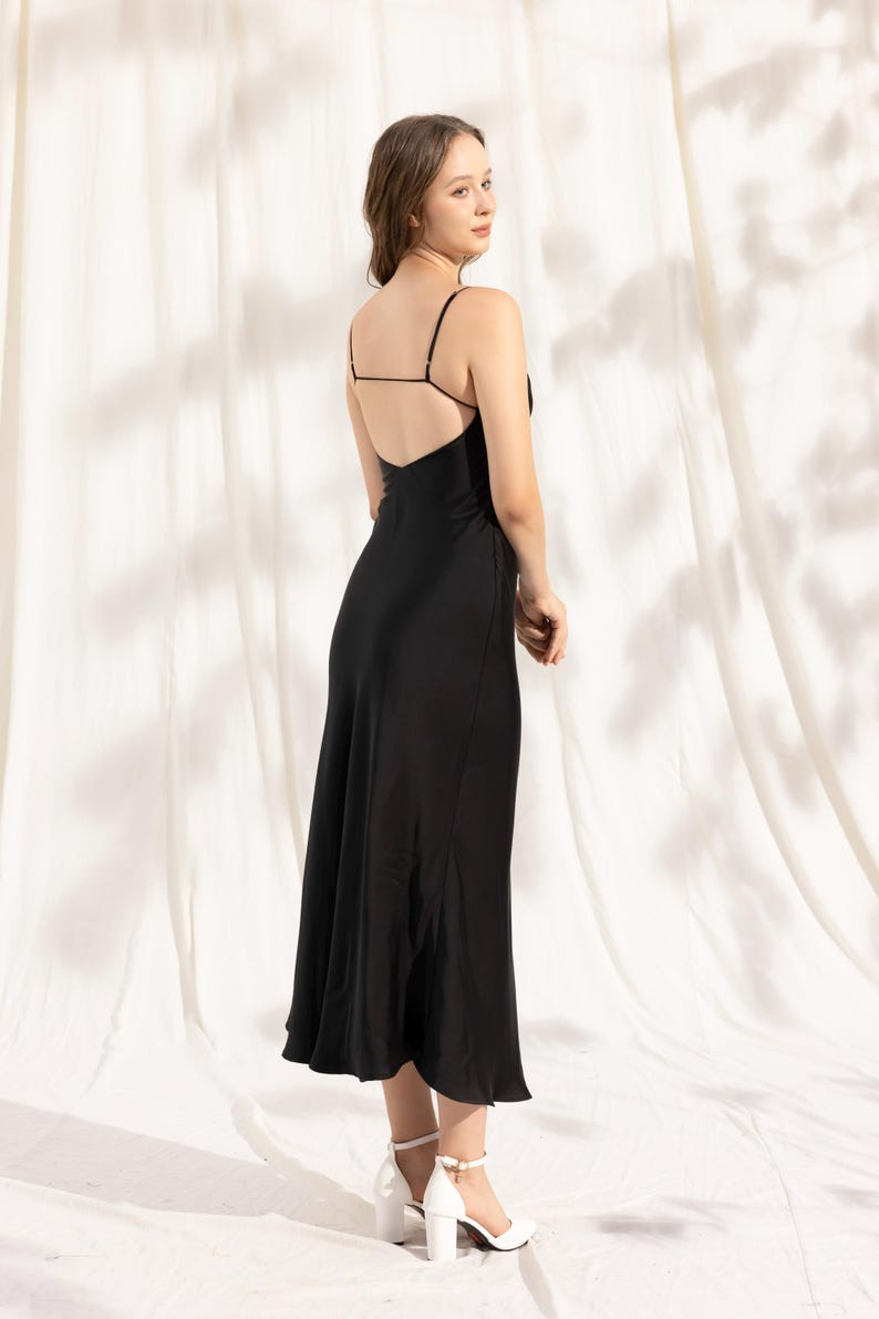 YasmDressArt Open Back Midi Silk Slip Dress