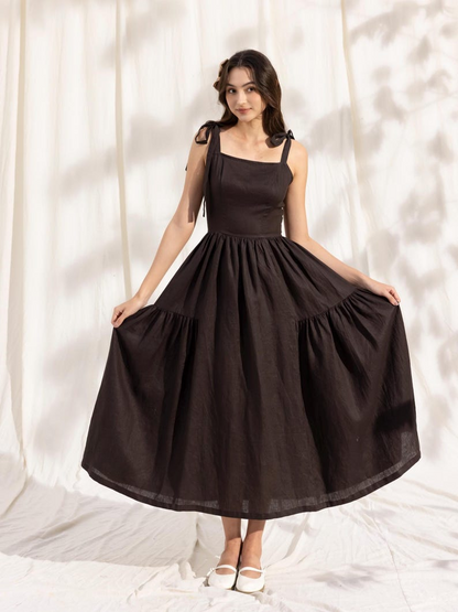 YasmDressArt Oversized Tie-Strap Linen Maxi Dress