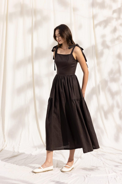 YasmDressArt Oversized Tie-Strap Linen Maxi Dress