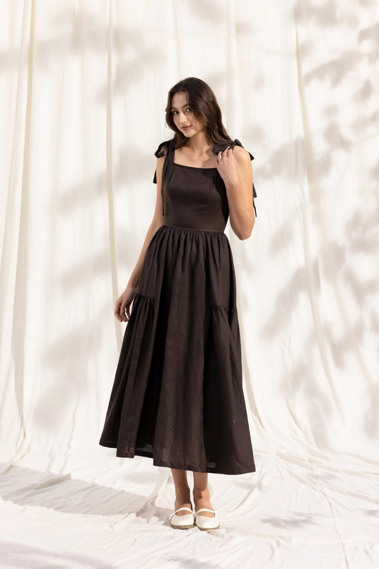 YasmDressArt Oversized Tie-Strap Linen Maxi Dress