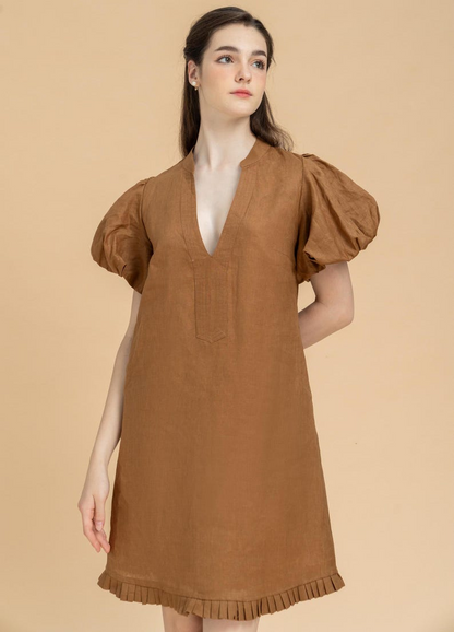 YasmDressArt Elegant Midi Linen Dress with Pockets