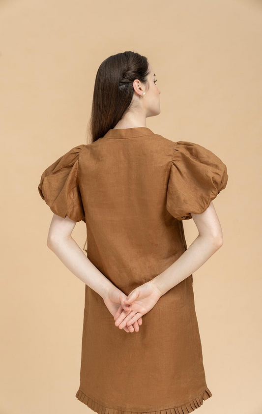 YasmDressArt Elegant Midi Linen Dress with Pockets